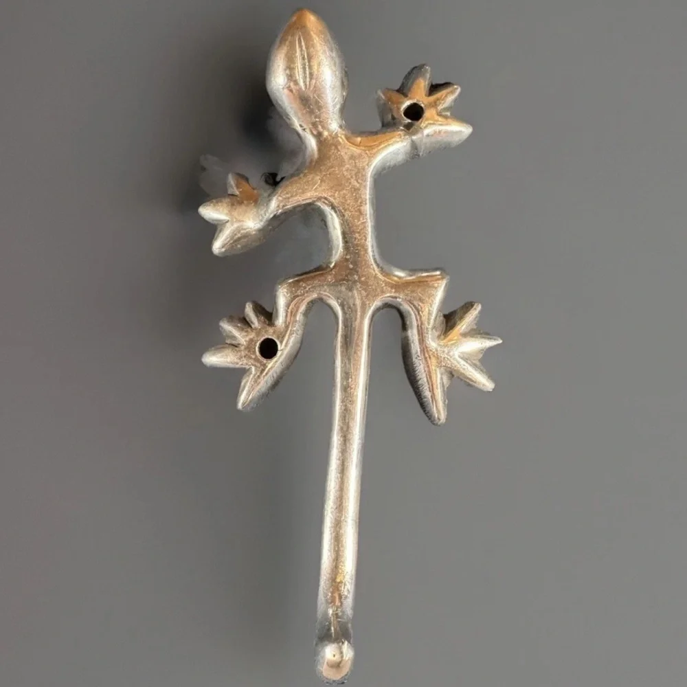 Set of 3 Aluminum GECKO LIZARD Wall Hooks Tail Hangs Plants Keys Coats Hats 7